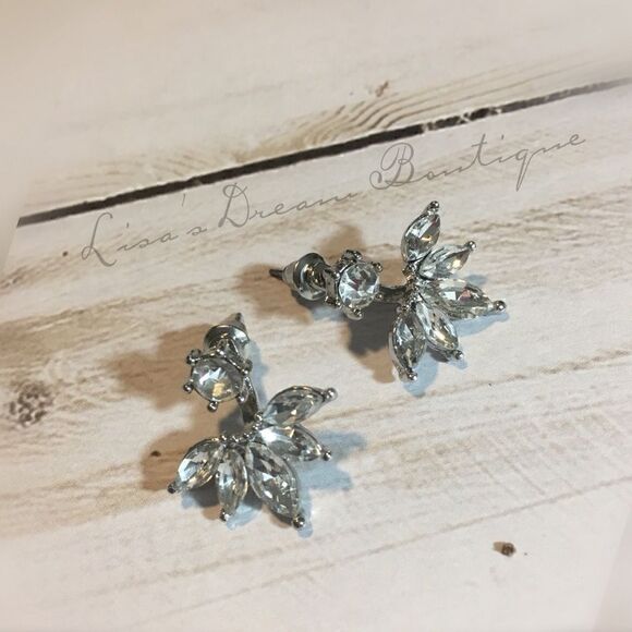 Rhinestone Solitaire Teardrop Earrings   - Picture 6 of 6